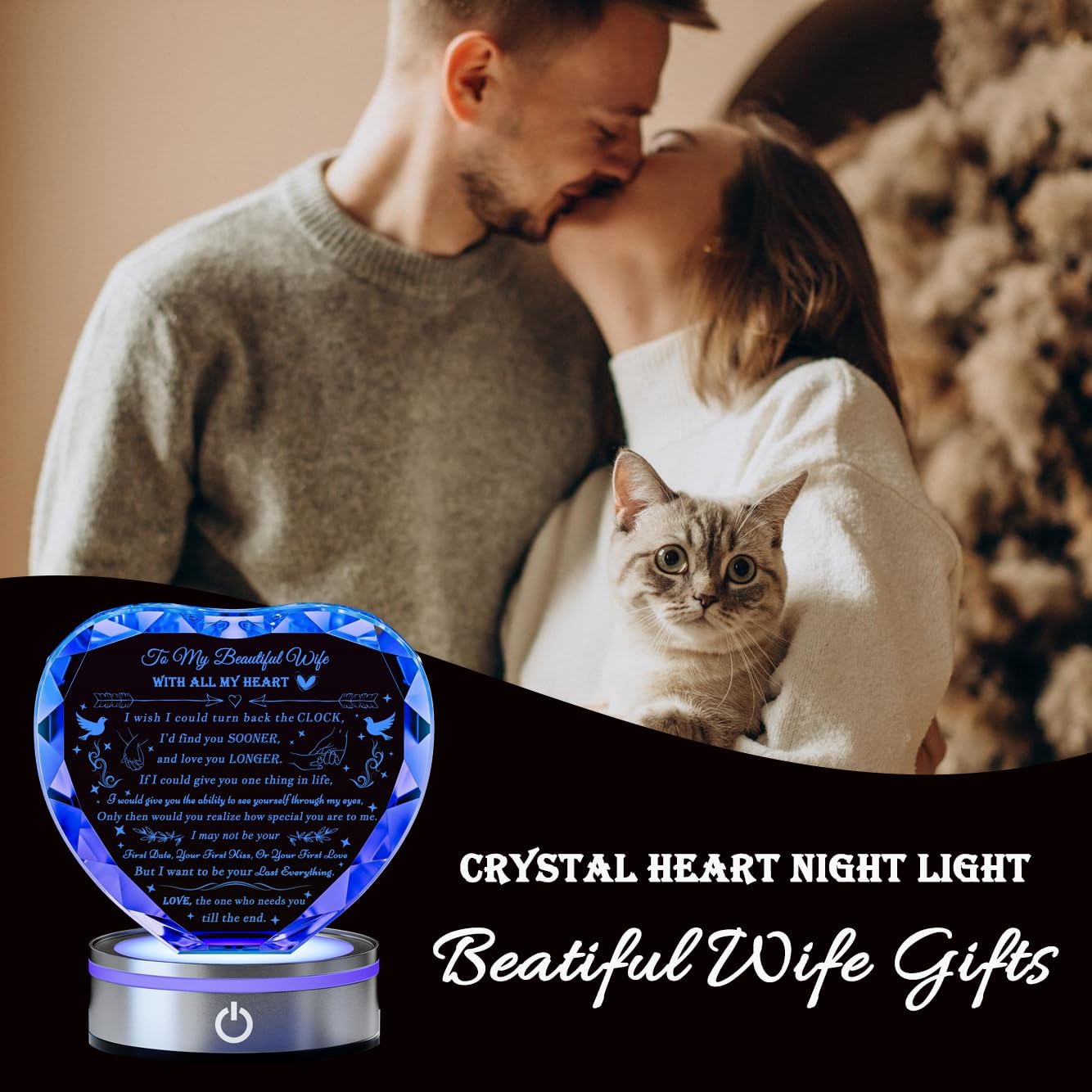 Qianwei Wife Gifts from Husband Unique - Personalized Crystal Heart Gifts for My Wife Who Has Everything - Birthday Anniversary Wedding Valentines Day Present Ideas for Her - Image 4