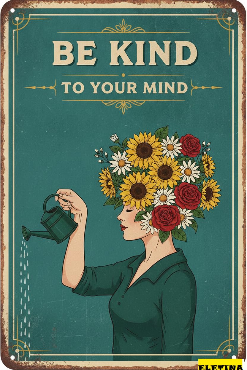 Personalized Sign for Man Cave Vintage Tin S Be Kind To Your Mind Hippie Boho Wall Art Encouragement Gifts Women Home Office Bedroom Living Room Cafes Wall Decor 8x12inch Private Property Decorative
