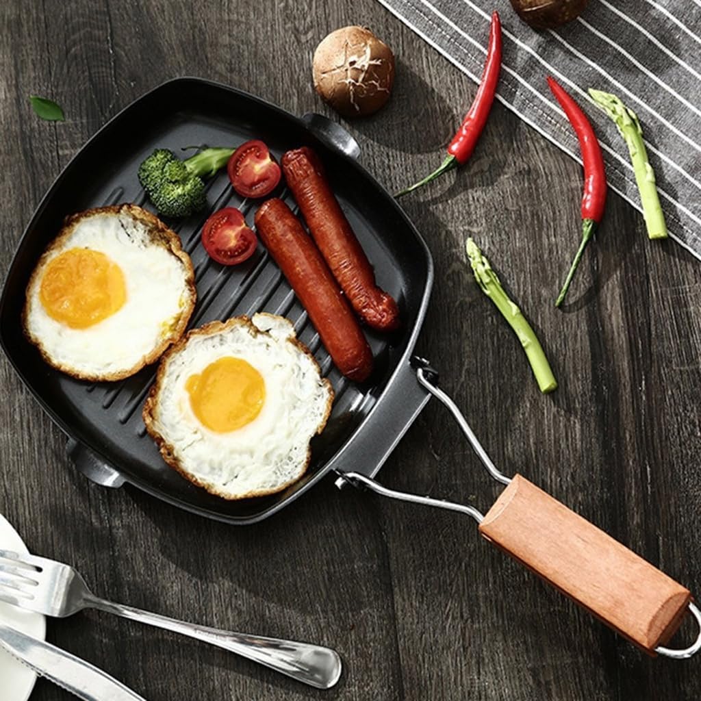 Portable Grill Pan with Heat Resistant Handle Foldable Frying Pan for Camping