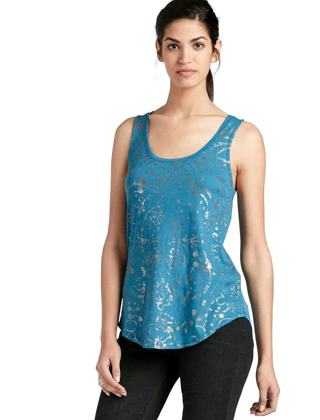 Lucky Brand Canotta da donna in cotone Paisley metallizzato