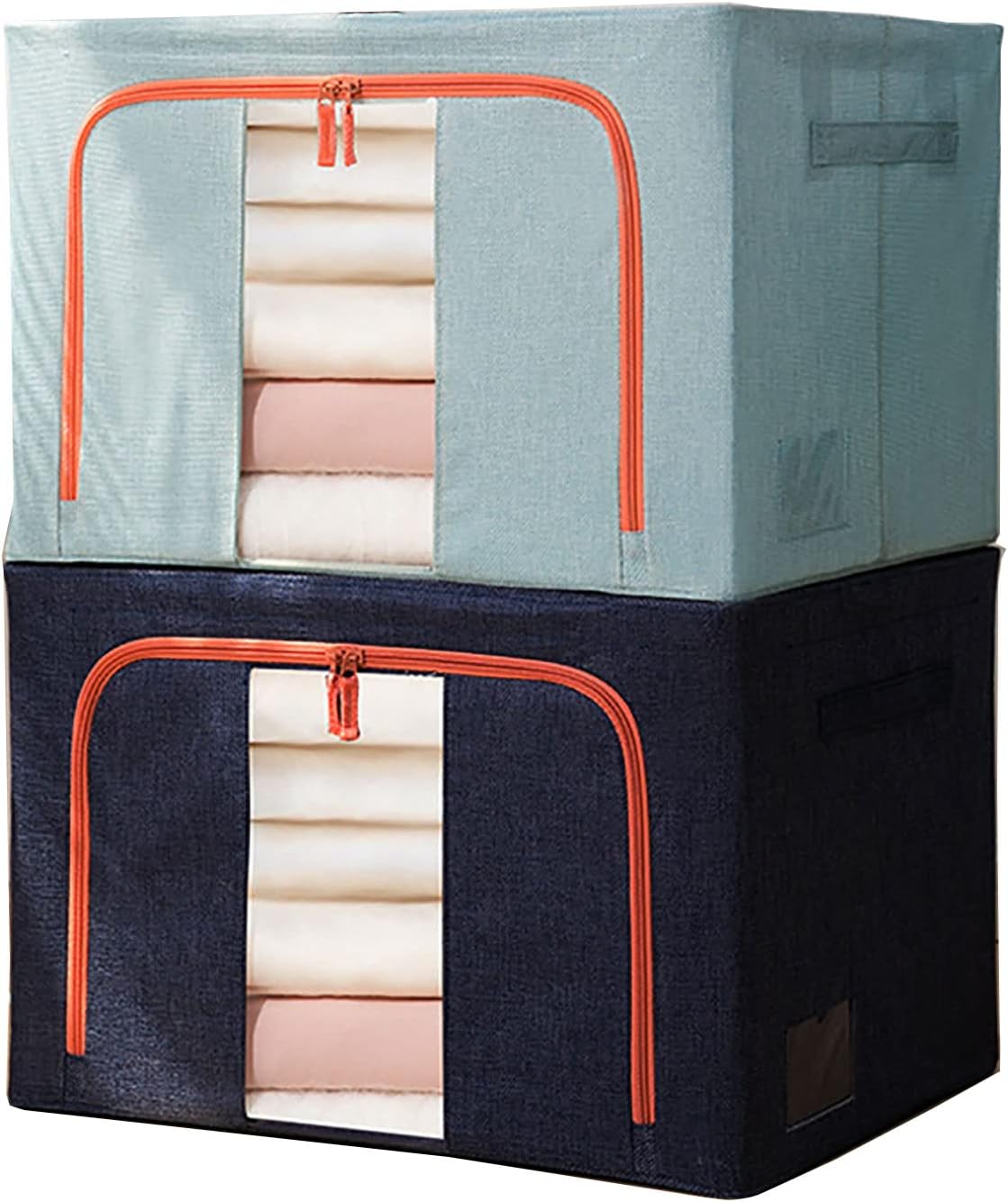 Large Capacity Clothes Storage Bag 2-Pack Large Blanket Clothes Organization and Storage Containers with Handle Foldabl