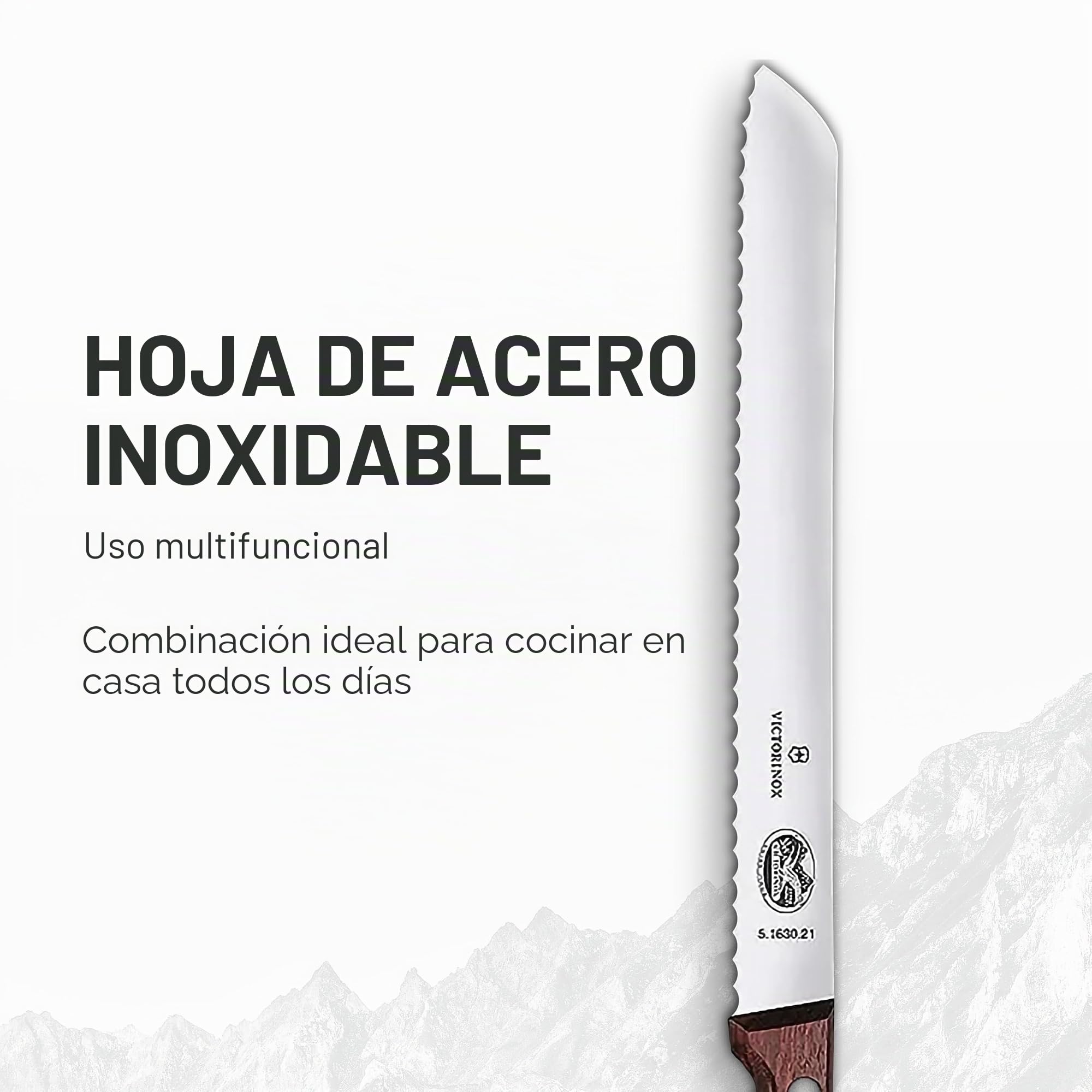 Victorinox Wood Juego de cocina, juego de cuchillos de 2 piezas, cuchillo para pan, cuchillo para trinchar, extra afilado, elegante mango de madera, marrón