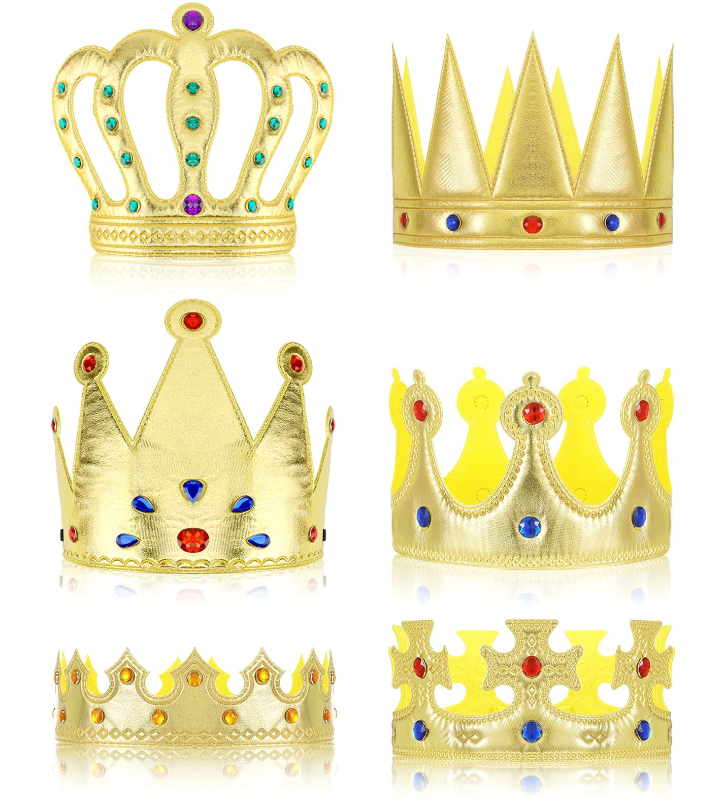KICOSY 6 Pack Golden King Crowns for Boys - Plastic Prince Crowns for Kids, Ideal for Birthday Boy, King Cosplay, Party Favors & Pretend Play