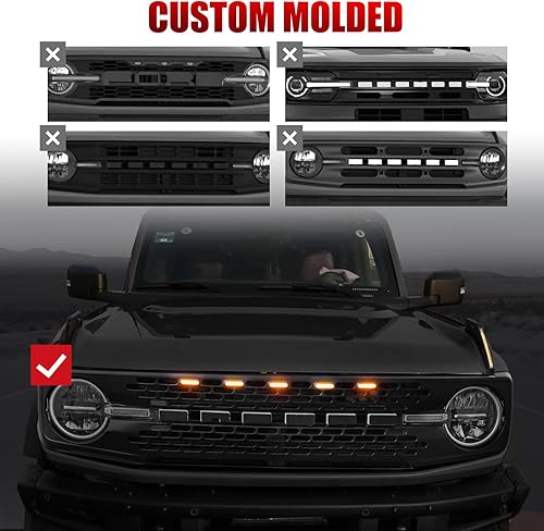 Miniatura 3 de Mabett 5 piezas de luces LED de parrilla para accesorios Ford Bronco 2021 2022 2023 2024 2025 de 24 puertas, compatibles con Badlands Wildtrak &