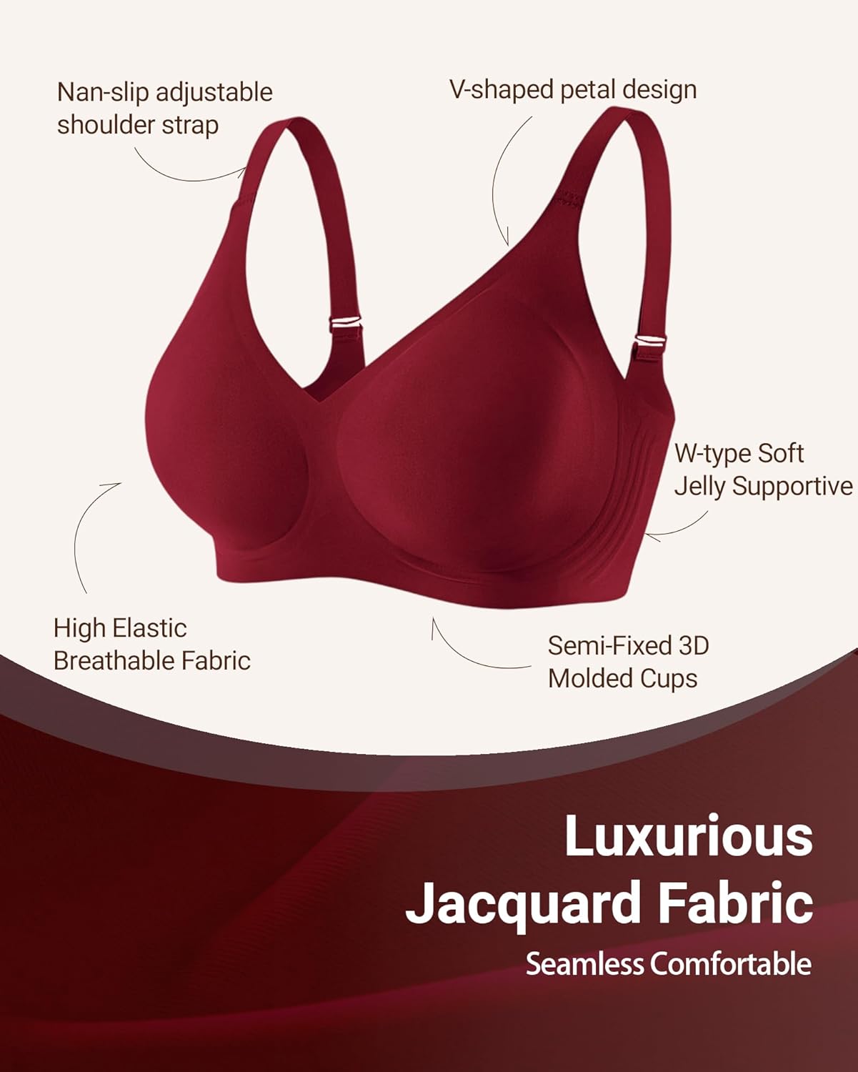 Gailife Smooth Wireless Jelly Bras for Women No Underwire Seamless Push Up Bra Full Coverage Soft Suppor Tshirt Bralettes - Image 5
