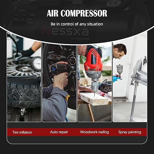 Miniatura 8 de Compresor de aire portátil de 10 galones, 2HP 8.76 CFM@115PSI 70dB Compresor de aire ultra silencioso sin aceite para reparación de automóviles