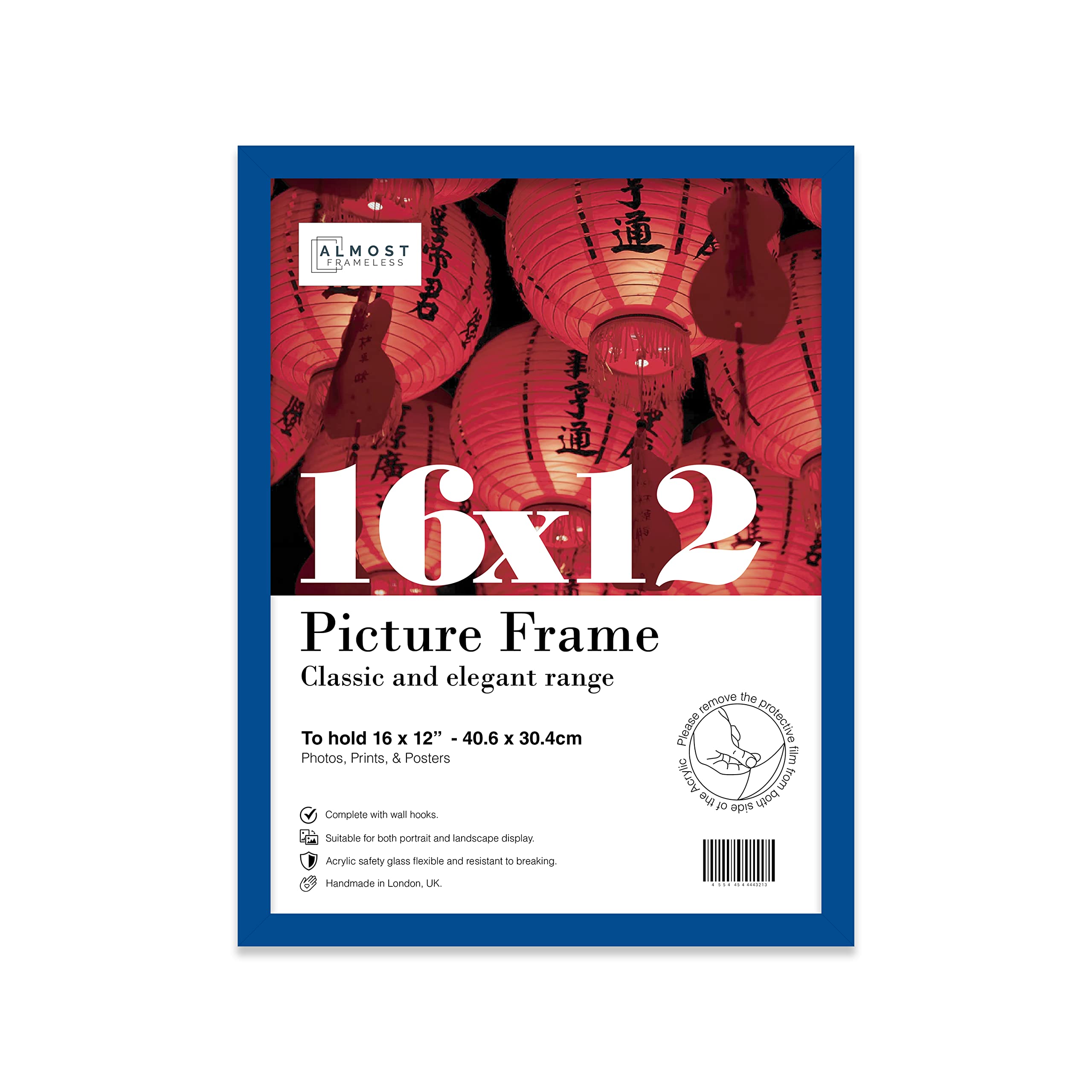 16x12 Inch Blue Photo Frame Wall Mountable Picture Frame Standard Photograph Size, 16" X 12" (41 X 31cm)