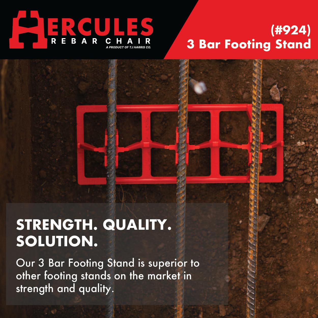 Hercules 3-Bar Rebar Chair for Concrete Footings (15 Count) - Triple Bar Capacity for #4 & #5 Rebar (15, Footing Chair)