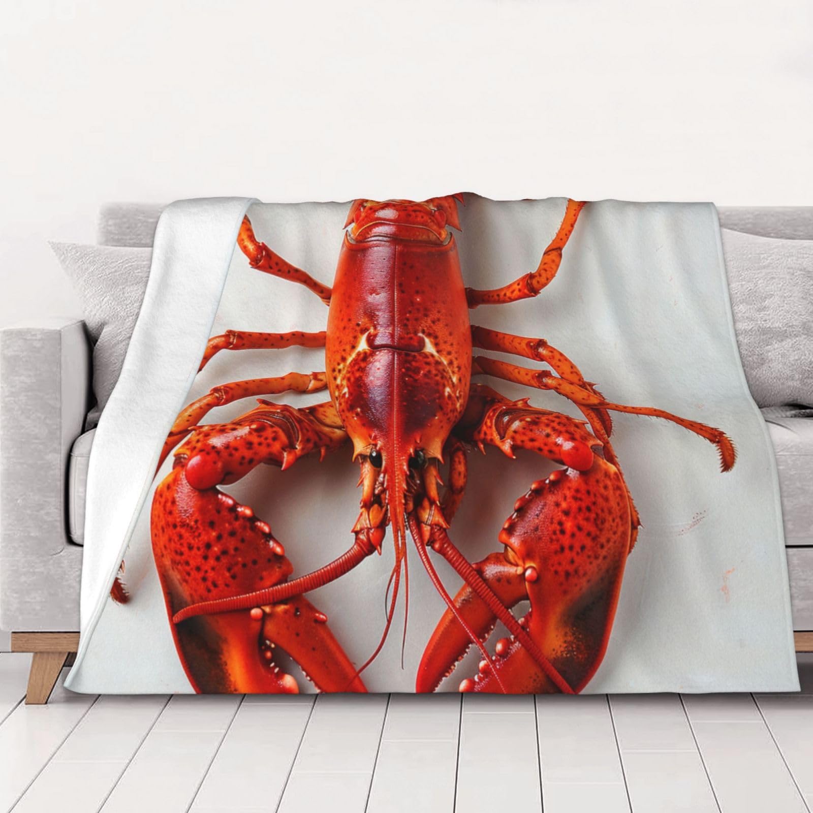 Couverture en flanelle imprimée homard 203x152 cm pour lit