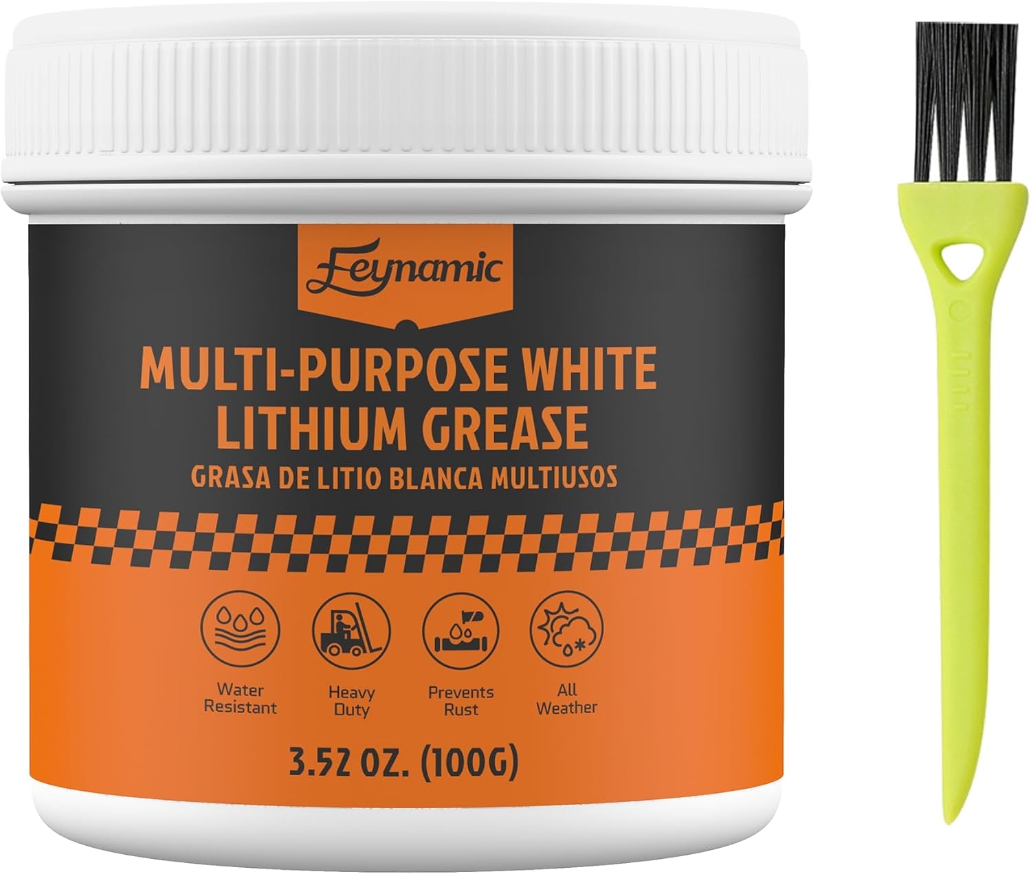 Multi Purpose White Lithium Grease 3.52 Oz for Automotive Brake Calipers Door Hinges Bike Bearings Tracks High Temp Heavy Duty NLGI 2 Lubricant Protects Against Rust and Corrosion (100g)