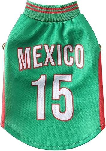 Pet Dog Soccer Jersey Mexico Dog Jersey Breathable Mesh Puppy Sports Costume Foo
