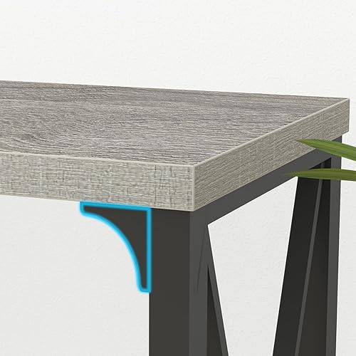 Miniatura 39 de IBF Mesa de entrada de granja, mesa consola larga rústica detrás del sofá, moderna mesa de sofá de madera de metal con estantes de almacenamiento,