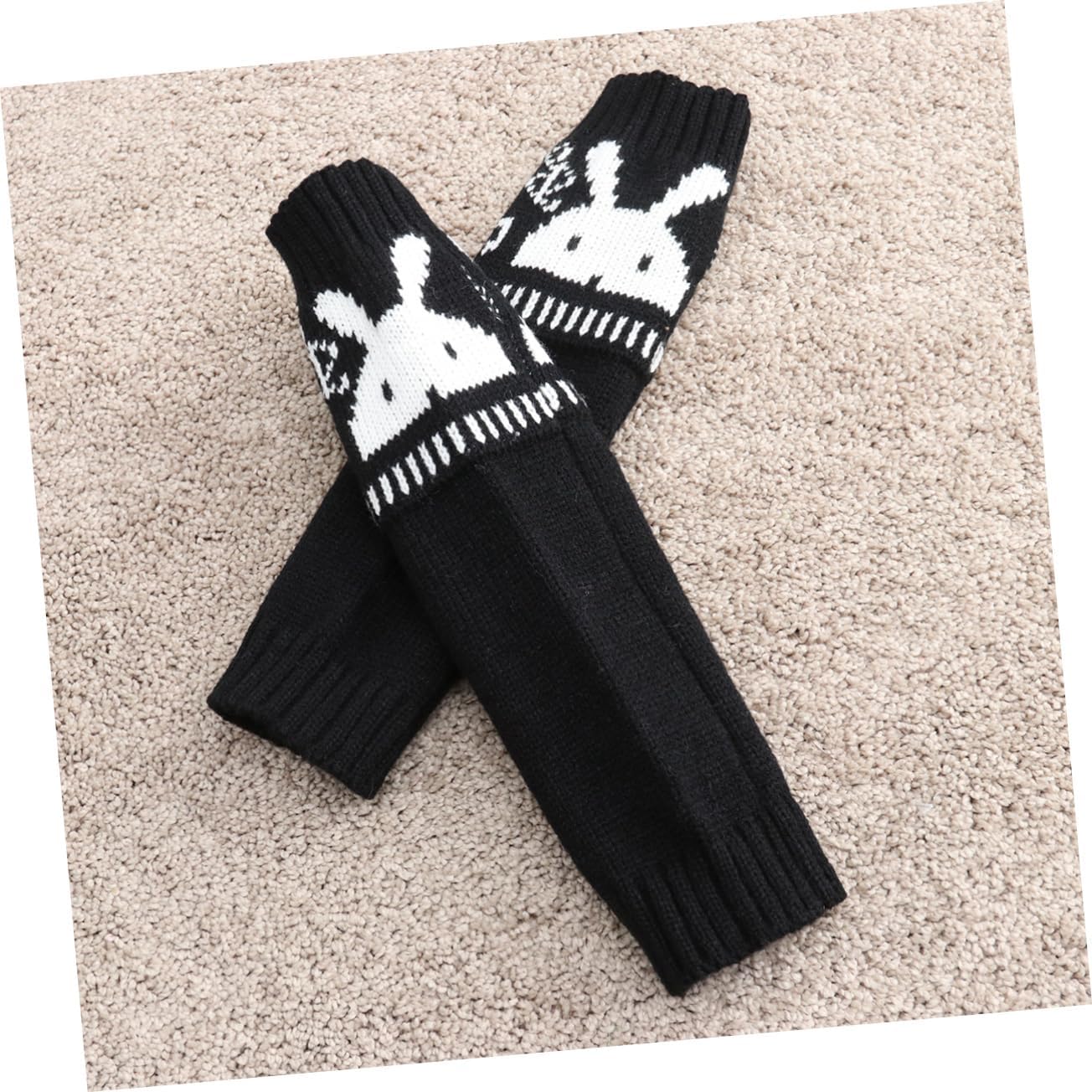 CALLARON Cozy Winter Arm Sleeve Rabbit Design Fingerless Glove Long Arm Warmer for Cold Weather Unisex for Men Women