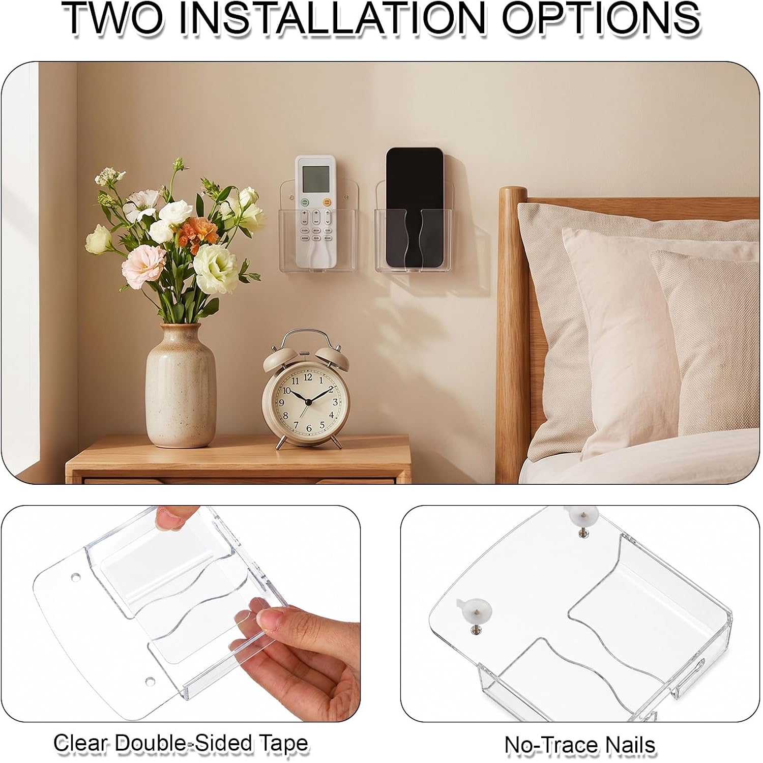 2pcs Clear Wall Mounted Phone Holder,Phone Stand with Charging Hole image 4
