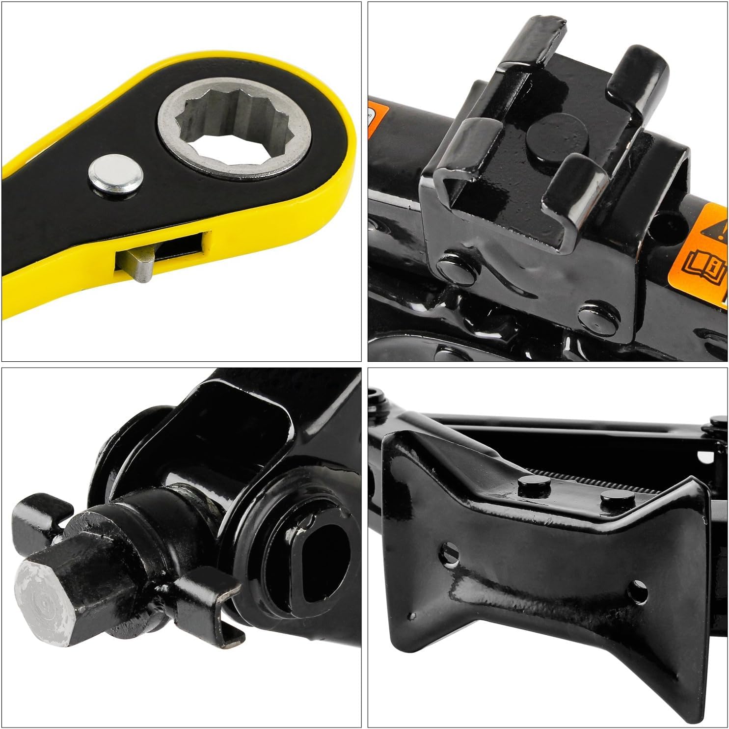 GAsupply Cric per auto auto, SUV, MPV, cric a forbice in acciaio di qualità, portata 2 tonnellate, 2t con sollevatore per auto in 1 chiave a cricchetto universale, con custodia (nero) (SJ20)