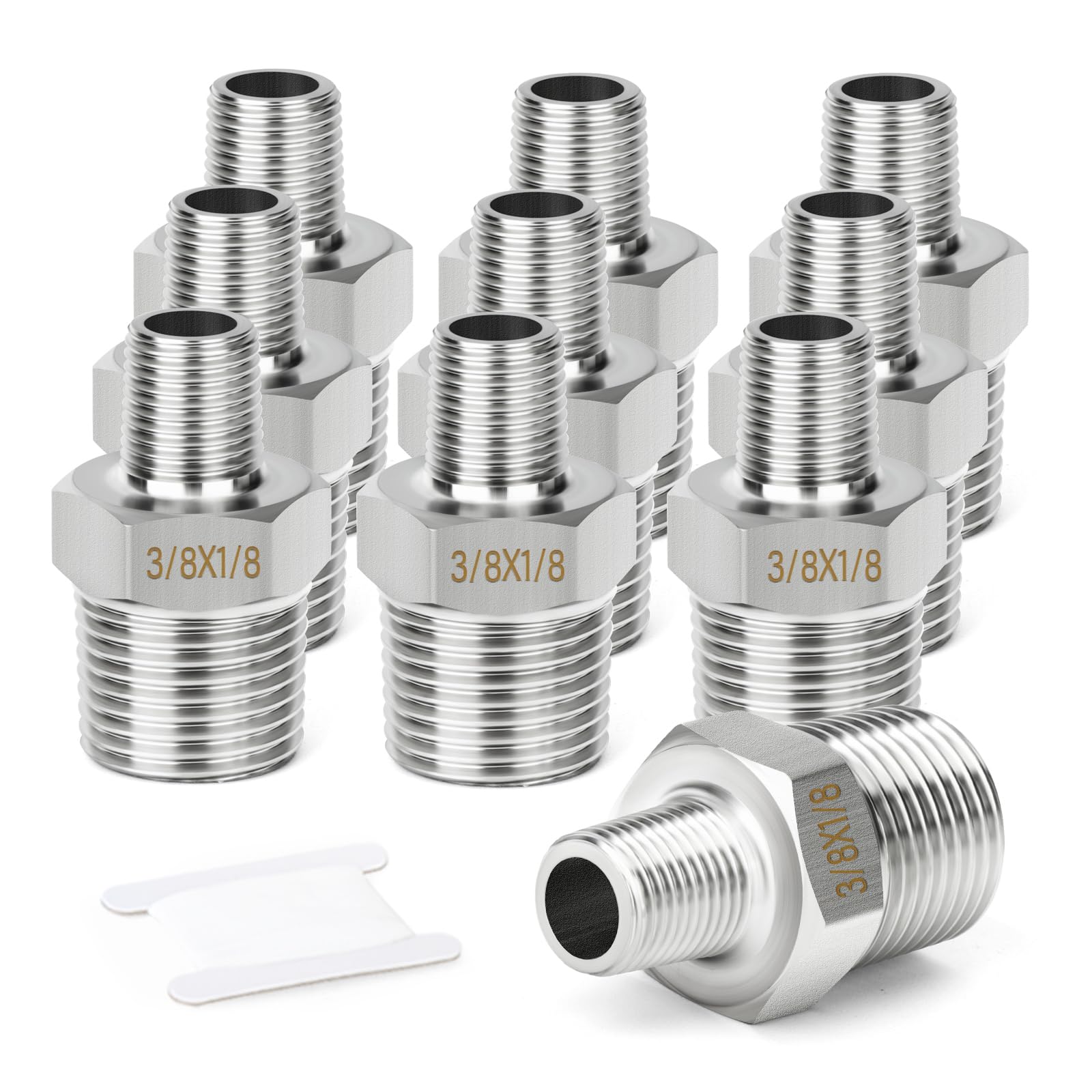 Snapklik.com : TAISHER 10PCS 304 Stainless Steel New Hex Nipple