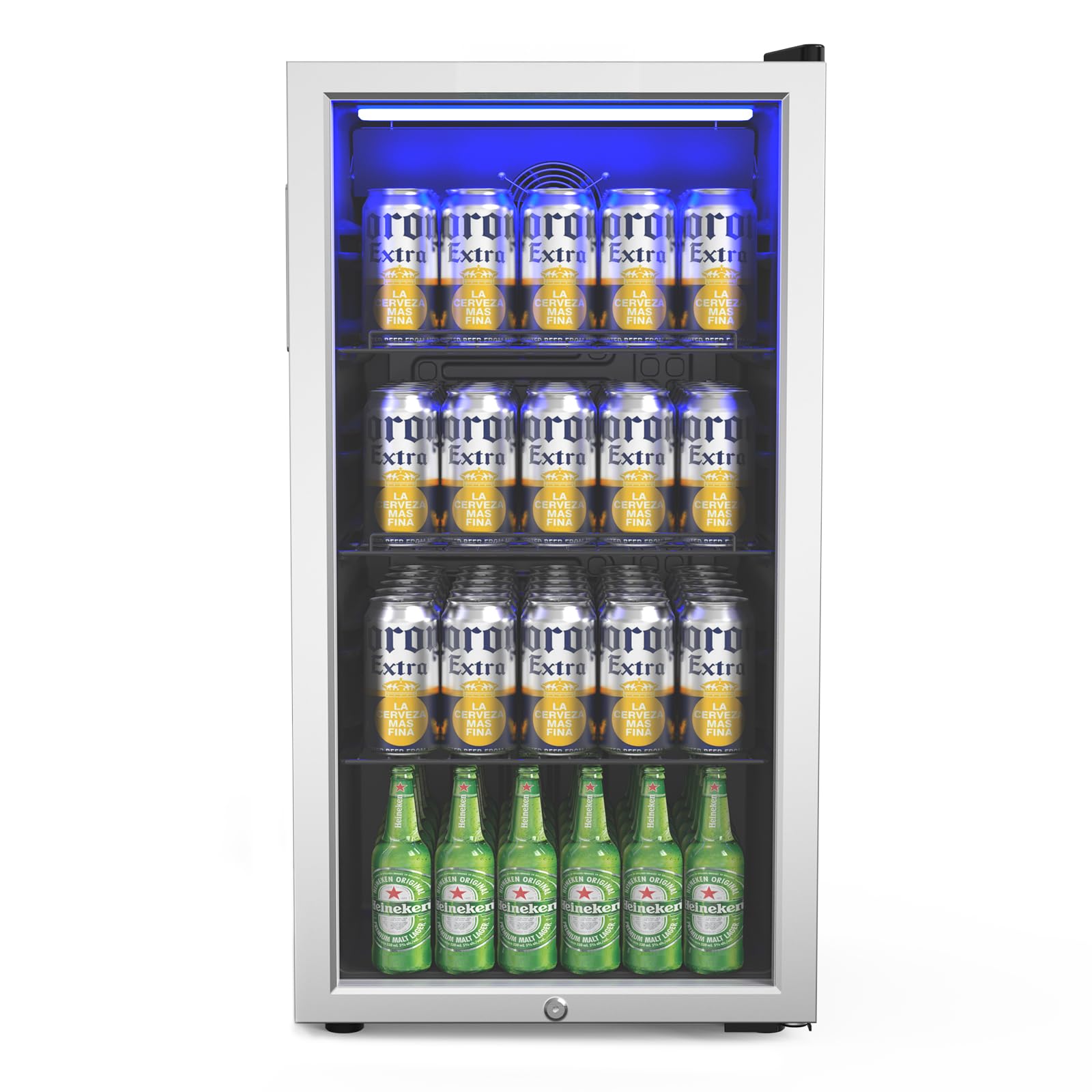 Bonnlo 3.3 Cu.Ft Beverage Refrigerator Cooler With Glass Door & Safety Lock, Quiet Mini Drink Fridge With Adjustable Shelf & Feet, Small Wine Cooler For Bedroom, Bar & Office, 32-50°F, 115v on Fridge.com - View 2