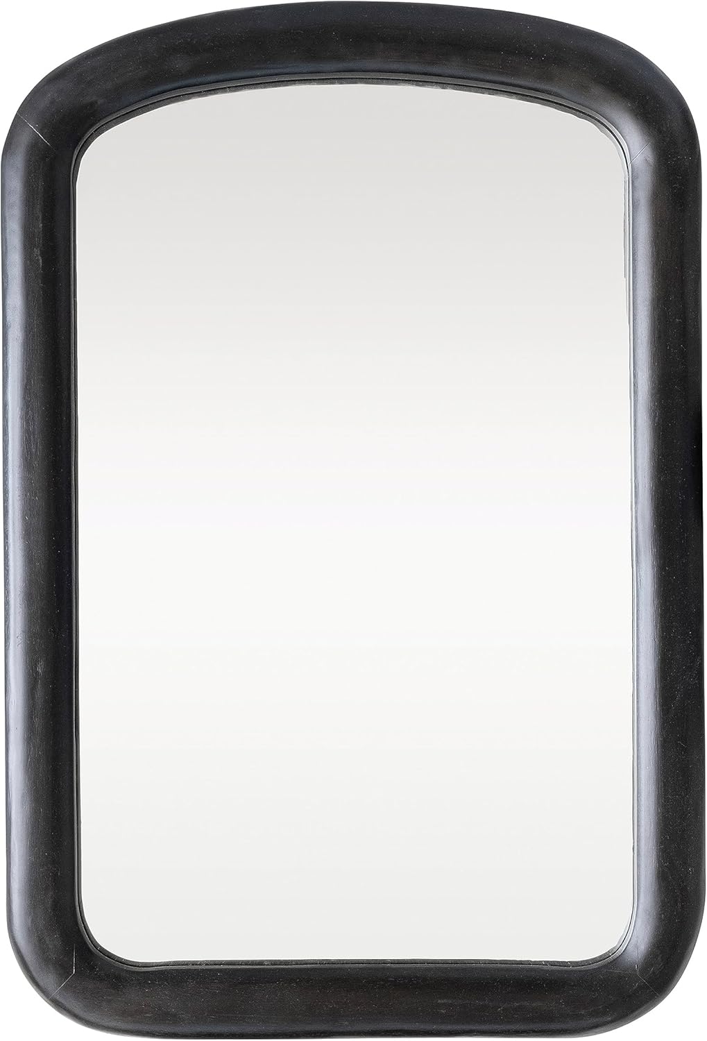 35 Inches Mango Wood Framed Wall Mirror, Matte Black