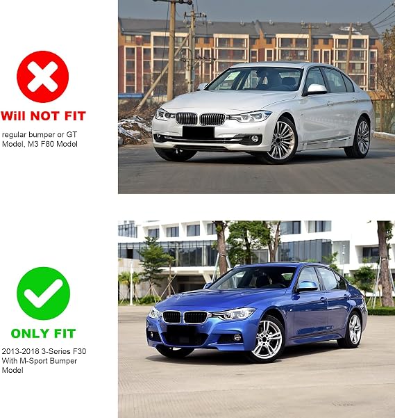 KHK Front Bumper Spoiler for 2012-2018 BMW 3 Series F30 F31 M-Sport | Gloss Black ABS Front Lip Compatible with BMW 318i 320i 328i 330i 335i 340i 330e, Air Dam Body Kit Accessories-2 Pcs