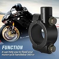 Vista 5 de Adaptador con abrazadera para espejo de motocicleta, de 1 pulgada 25 mm. Rosca para espejo de 10 mm, para manillar negro