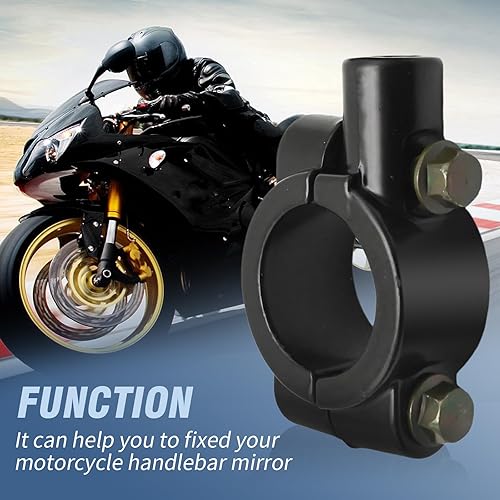 Miniatura 5 de 1 "0.984 in rosca espejo motocicleta manija barra 0.394 in espejo montaje montaje montaje abrazadera adaptador negro
