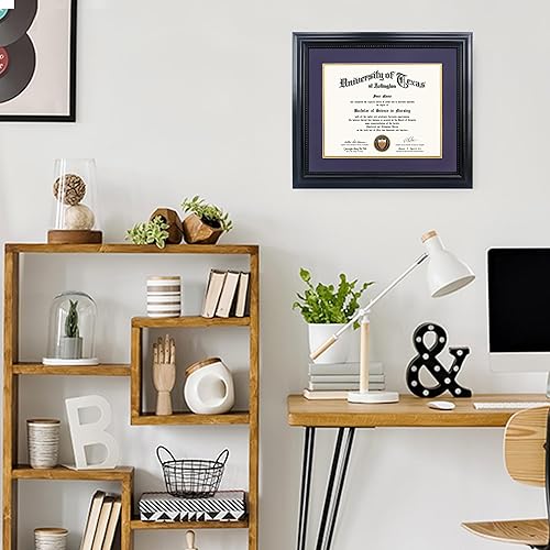 Miniatura 9 de Marco de grado de diploma de madera maciza para certificados de 8.5 x 11, acabado cereza con detalle de cuerda negra intrincado, acrílico con