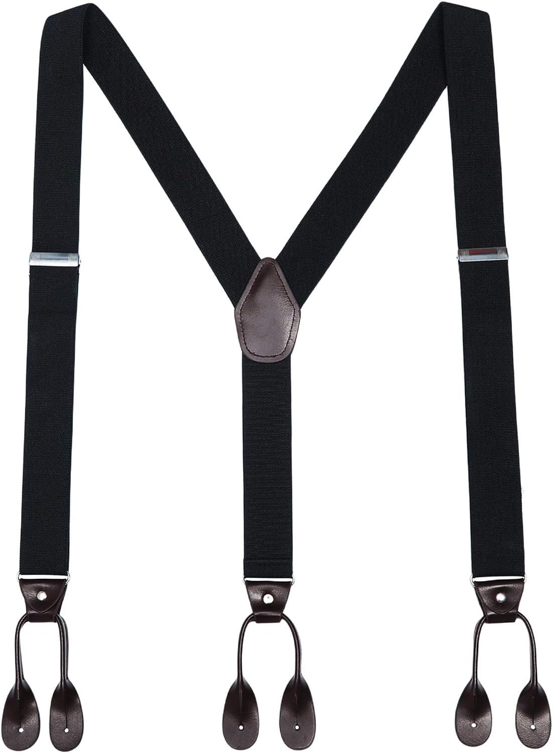 Mens Brown Button End Suspenders