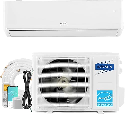 ROVSUN Sistema de calefacción mini split de 12,000 BTU habilitado para WIFI de 22 SEER con inversor, sistema dividido sin conductos de 115 V con