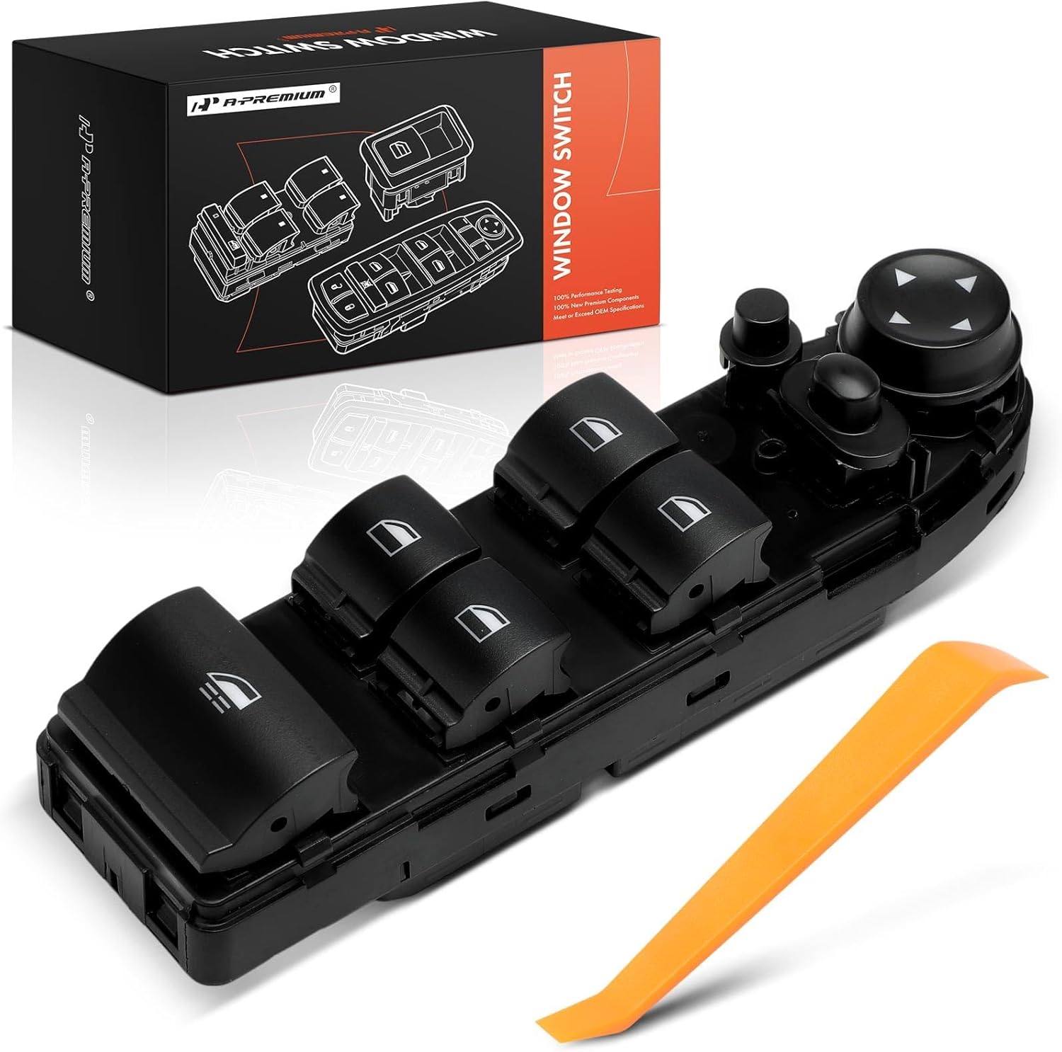 A-Premium Front Left Driver Side Power Window Switch | Compatible with BMW 328i 2007-2013, 335i 2007-2013, 335is 2011-2013, M3 2008-2013, Replaces 61319217365, 61319125322
