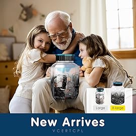 X-Large Piggy Bank for Adults Kids, Vcertcpl Digital Coin Counting Bank with LCD Counter, 2.4L Capacity, Great Coin Counter Bank Money Counting Jar with Total Amount Displayed (G Gray, X-Large)