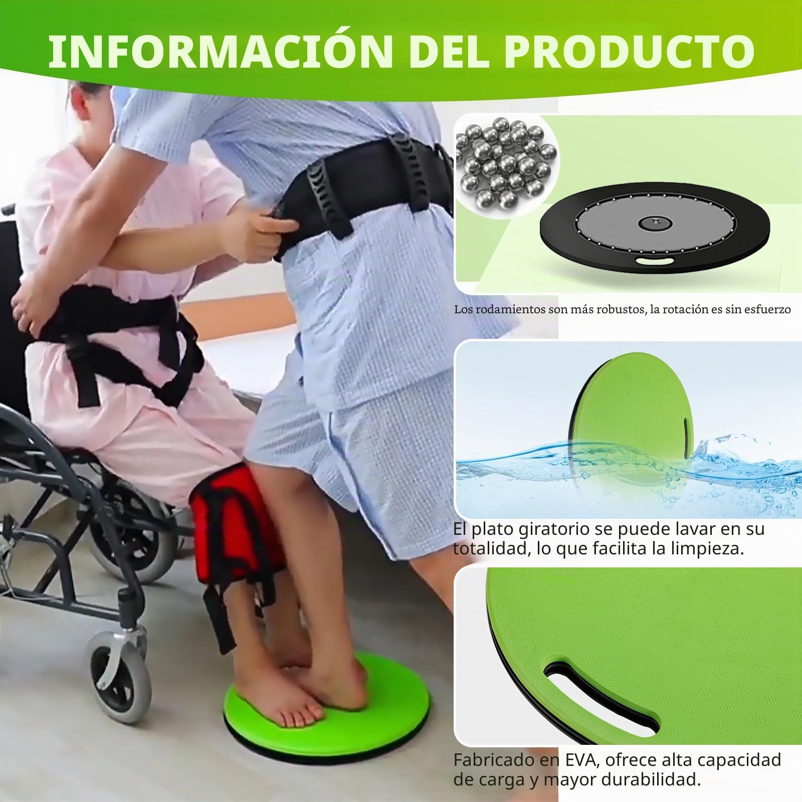 Disco De Transferencia Y Pivote, Dispositivo de Transferencia de Peso, Ayuda para la Movilidad con Rotación de 360 Grados para Giros, para Pacientes de Hasta 125 kg, Para Personas Mayores O Discapacit