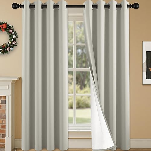 Miniatura 78 de Cortinas 100% opacas de 84 pulgadas de largo para dormitorio, sala de estar, cortinas de oscurecimiento de habitación con aislamiento térmico con