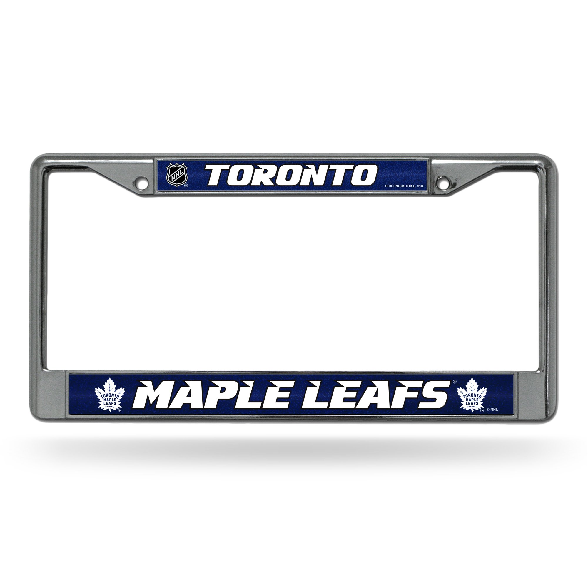 NHL Bling Chrome License Plate Frame with Glitter Accent, Toronto Maple Leafs
