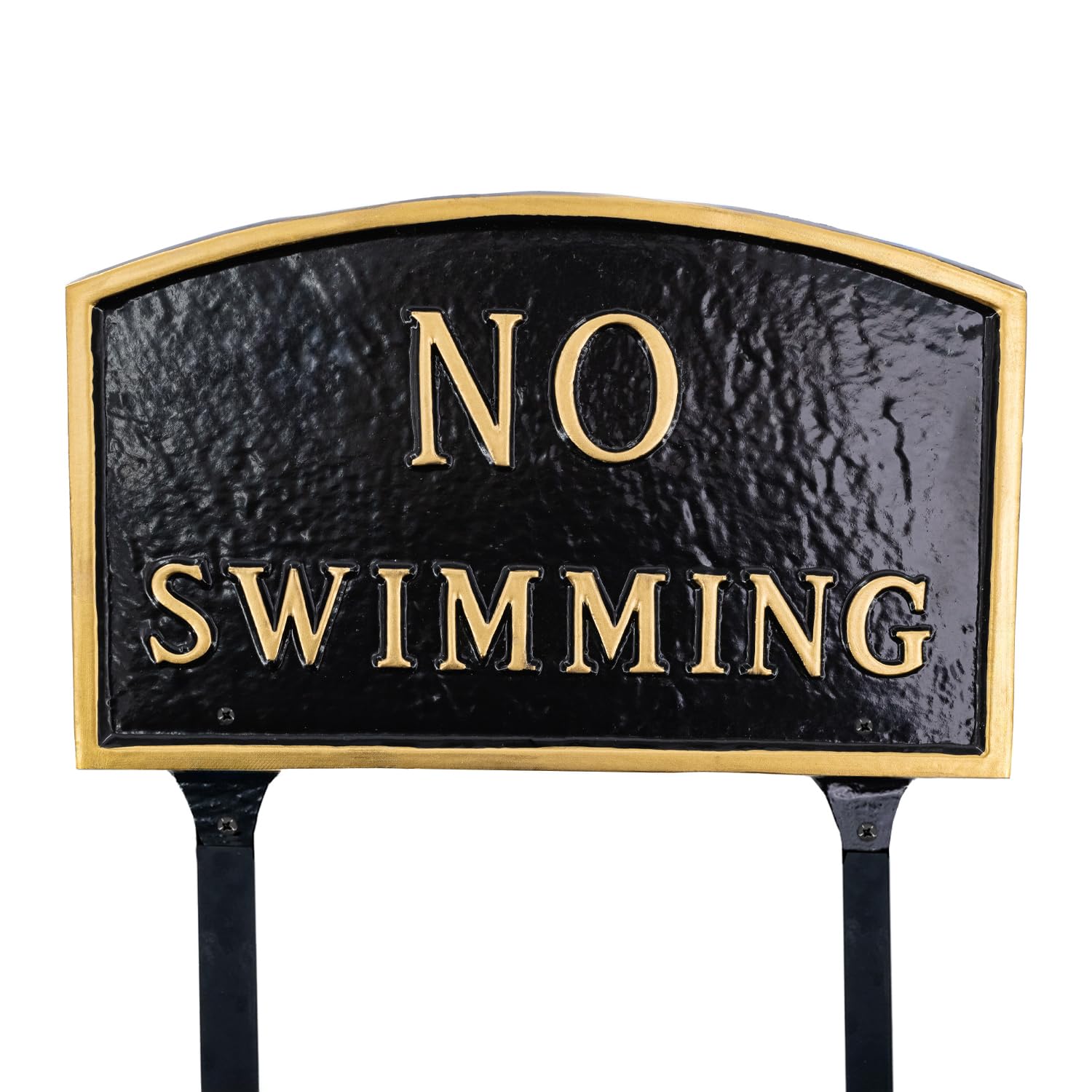 Montague Metal Products - No Swimming Arch Statement Plaque Sign - Pool Sign - Pool Warning Sign - WALL or LAWN Pool No Swimming Sign - Cast Aluminum - Easy to Install