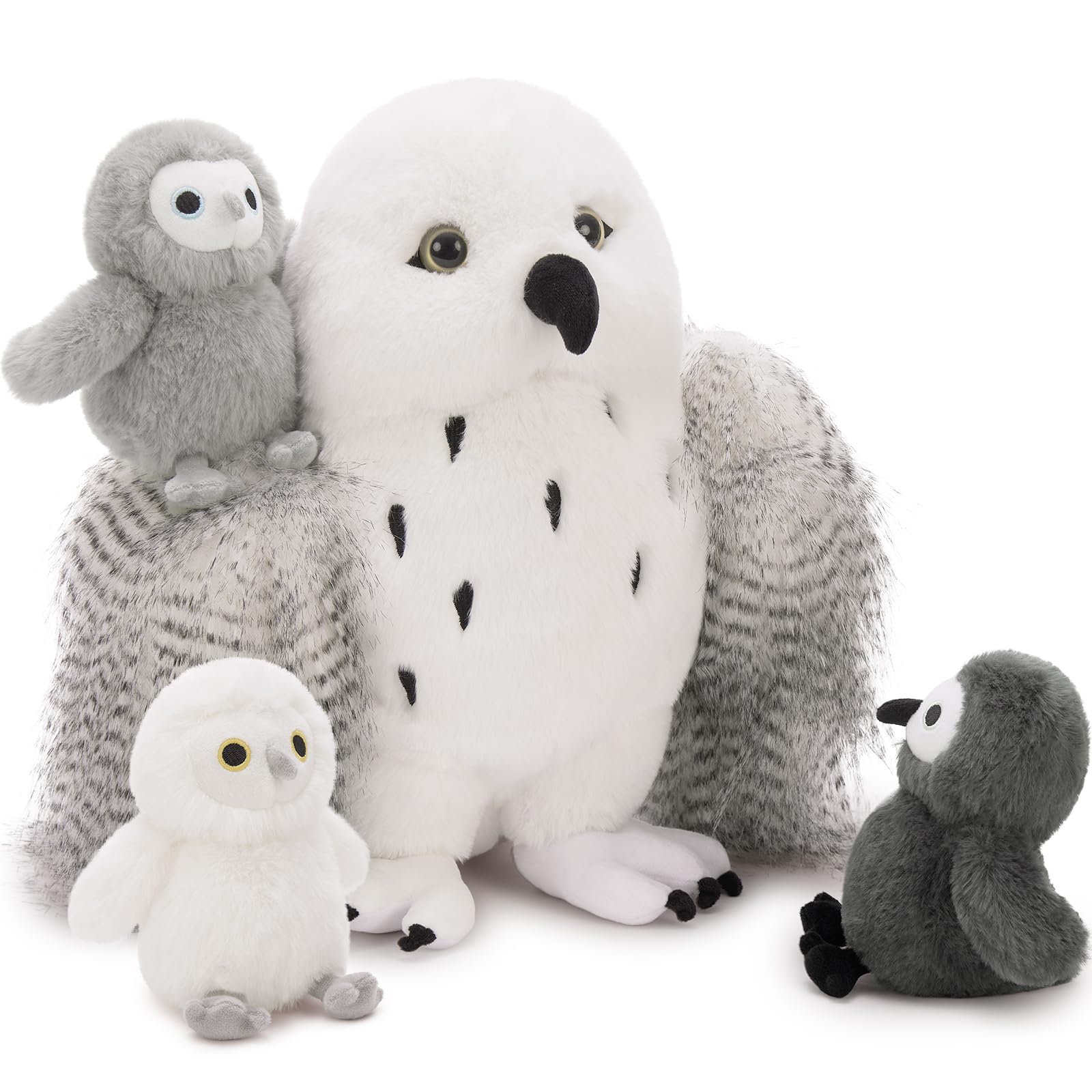 MorisMos Big Owl Teddy Stuffed Animal, 45cm Mom with 3 Cuddly Baby Inside, Cuddly Fluffy Owl Plush Soft Toys Gift for Kids Birthday Christmas Deco โ image 1