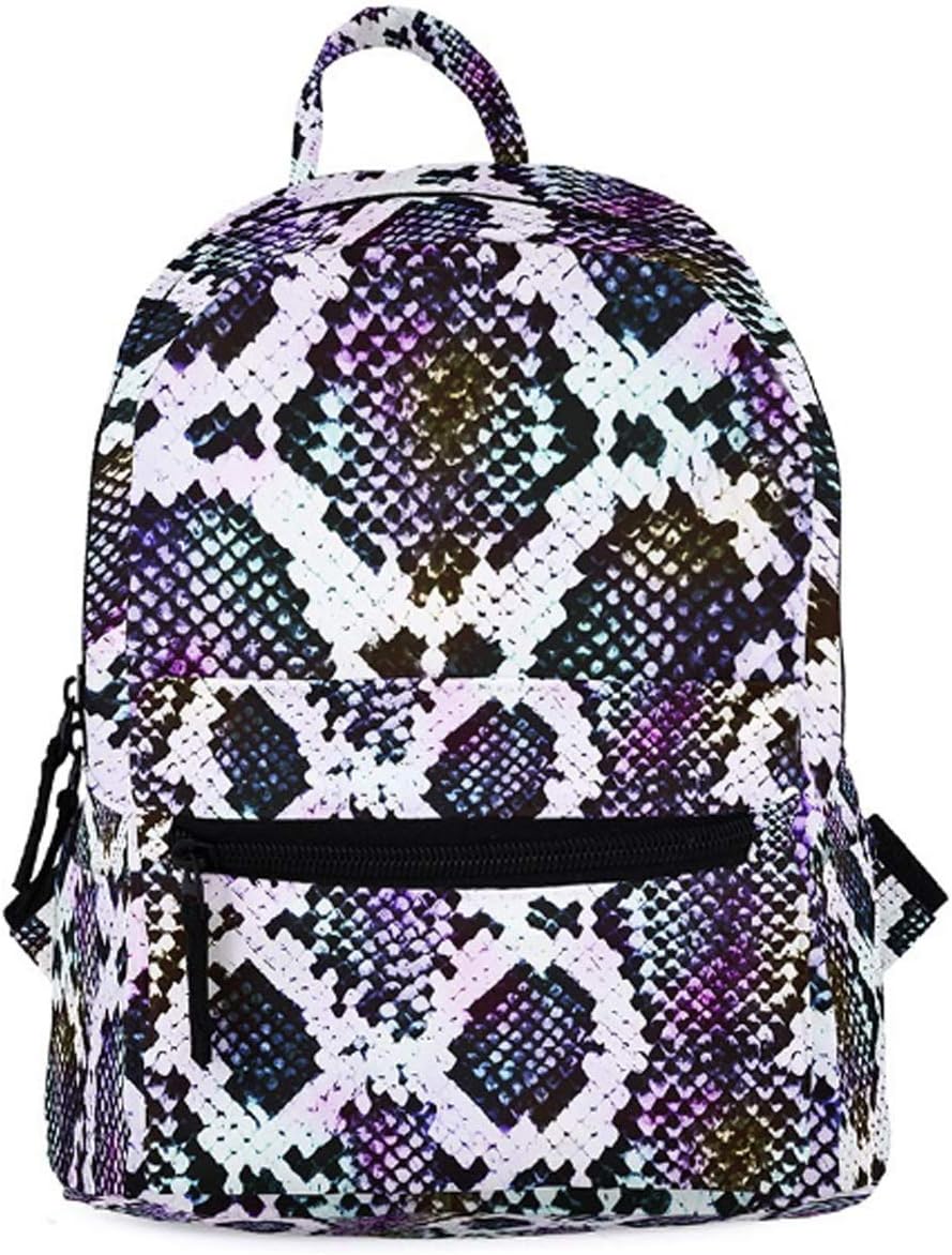 Mini Backpack Purse Snakeskin Leather Satchel Bag Casual Travel Daypack for Women