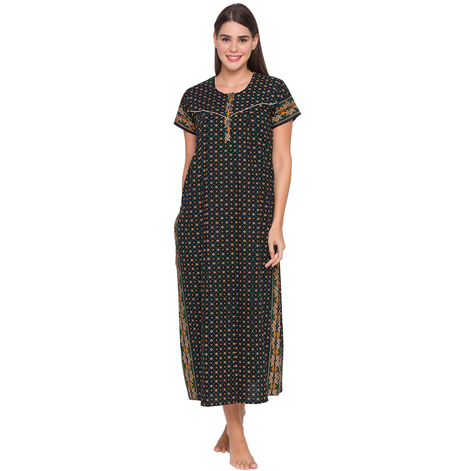 av2 Women's Cotton Abstract Print Maxi Nighty-picture-22