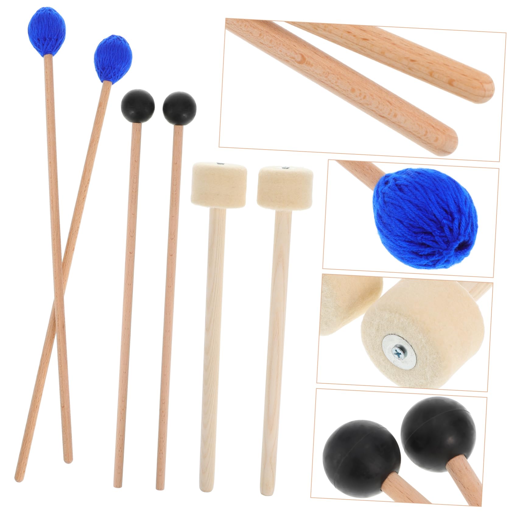 VICASKY 6 piezas de madera de percusión de precisión Mallets para bombo Timpani y más resistentes instrumentos de percusión para principiantes y profesionales