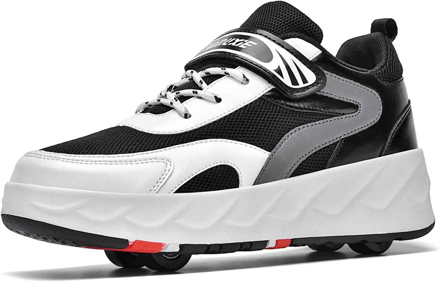 Chaussures de patin à roulettes chaussures de sport pour hommes et femmes, chaussures de patin à roulettes pour enfants double rangée Quad trainer Outdoor Sport skate Travel Roller shoes,Black-40 EU