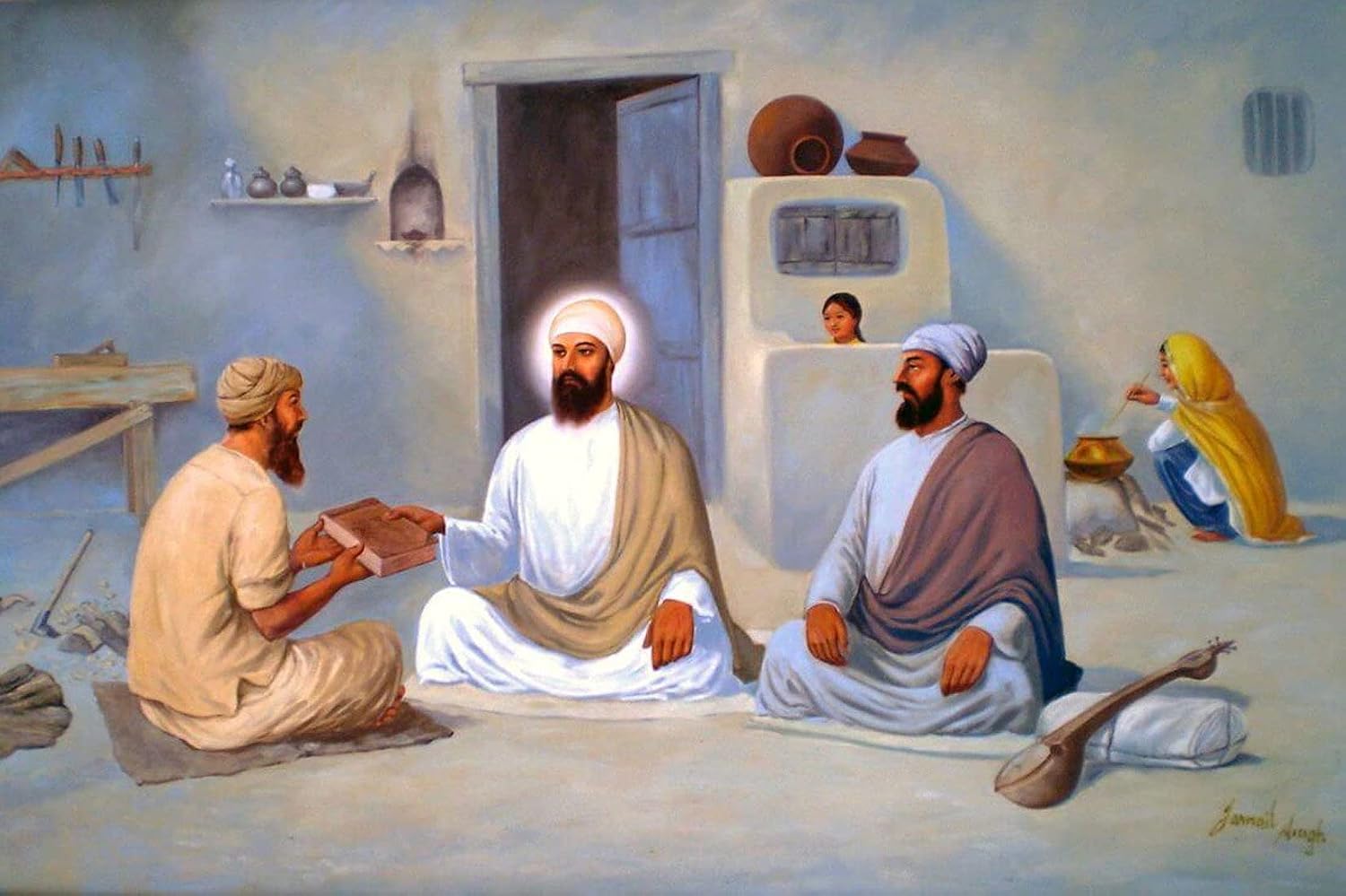 Tallenge – Sikh Artworks – Guru Nanak Ji With Bhai Lalo – Small Poster(Paper,12 x 17 inches, MultiColour)