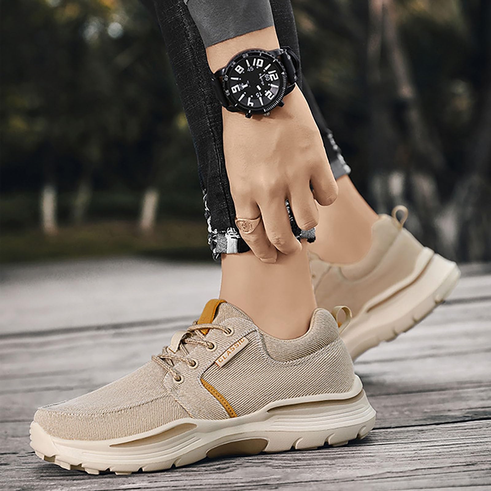 Walkingschuhe Herren Extra Weit, Trekking Schuhe Dicke Sohle Sportschuhe Leichtgewichts Turnschuhe Atmungsaktive Outdoor-Freizeit-Sportschuhe rutschfeste Übergröße Joggingschuhe, Größe 39-48