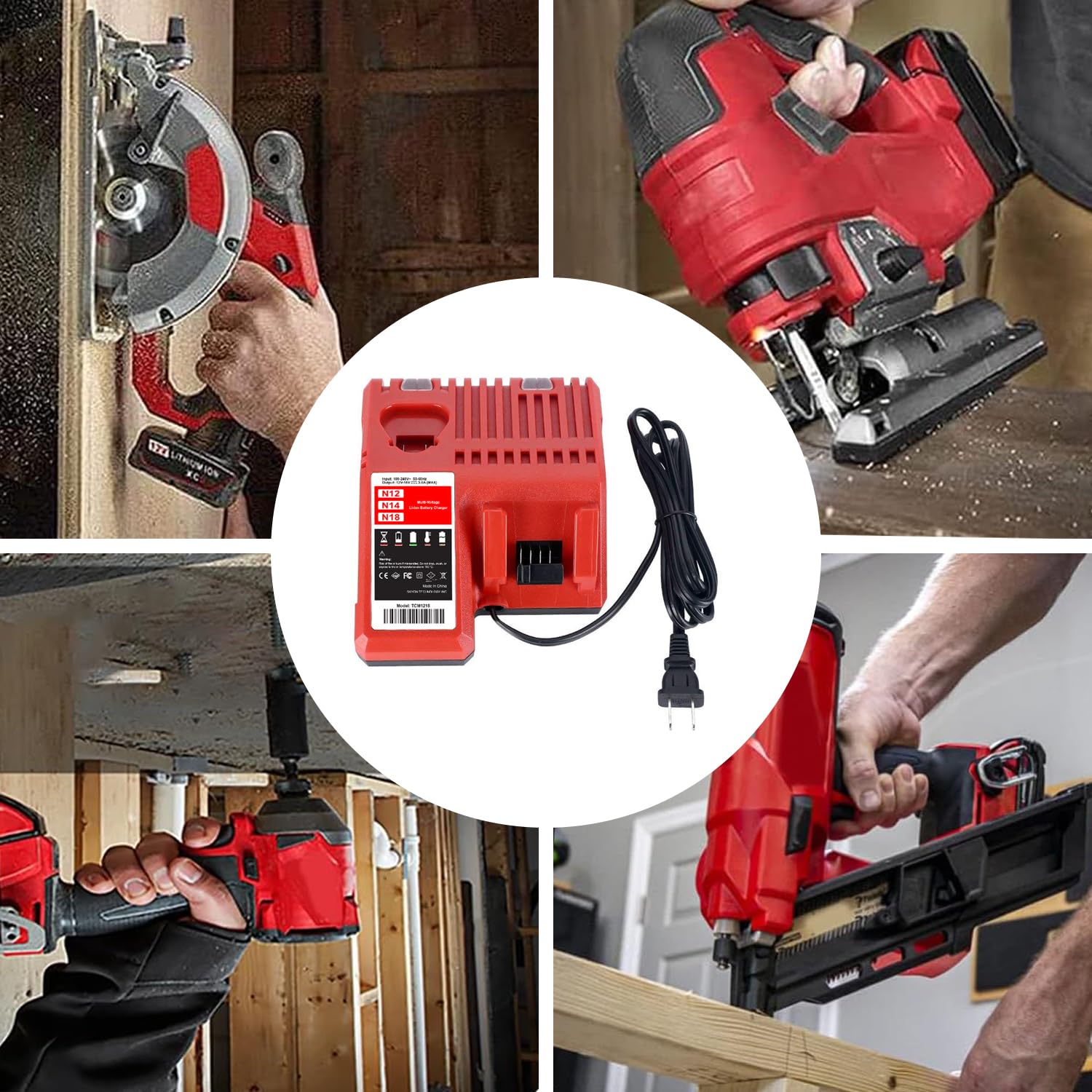 SKYON Caricabatterie di ricambio per caricabatterie rapido 48-59-1812, 18 V, 12 V, compatibile con caricabatterie Milwaukee M-12 M-18 48-11-1860 48-11-1850 48-11-1880 48-11-1840 -11-201.