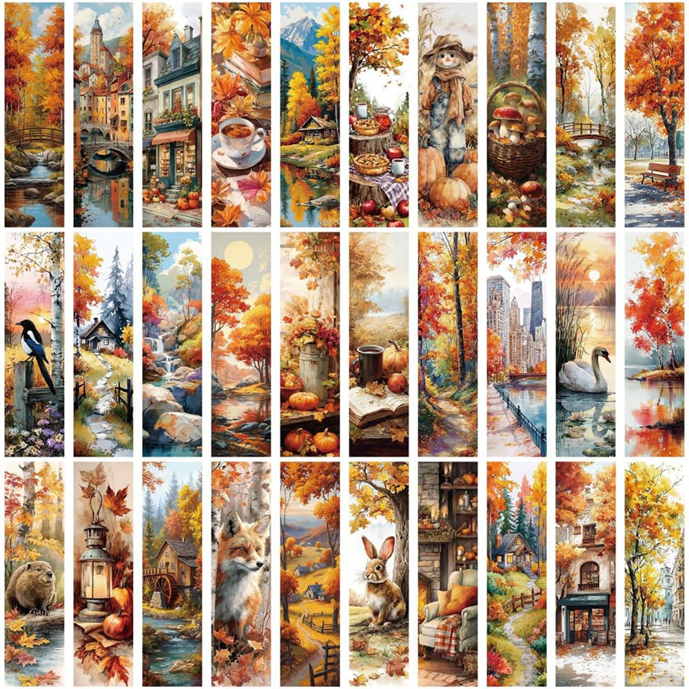 Meecaa 30 PCS Reading Bookmarks, Literary Art Paper Book Marks, Colorful Creative Book Accessories, Great Gifts for Book Lovers Woman Man, Students Reading Fans Reading Lovers (Maple)