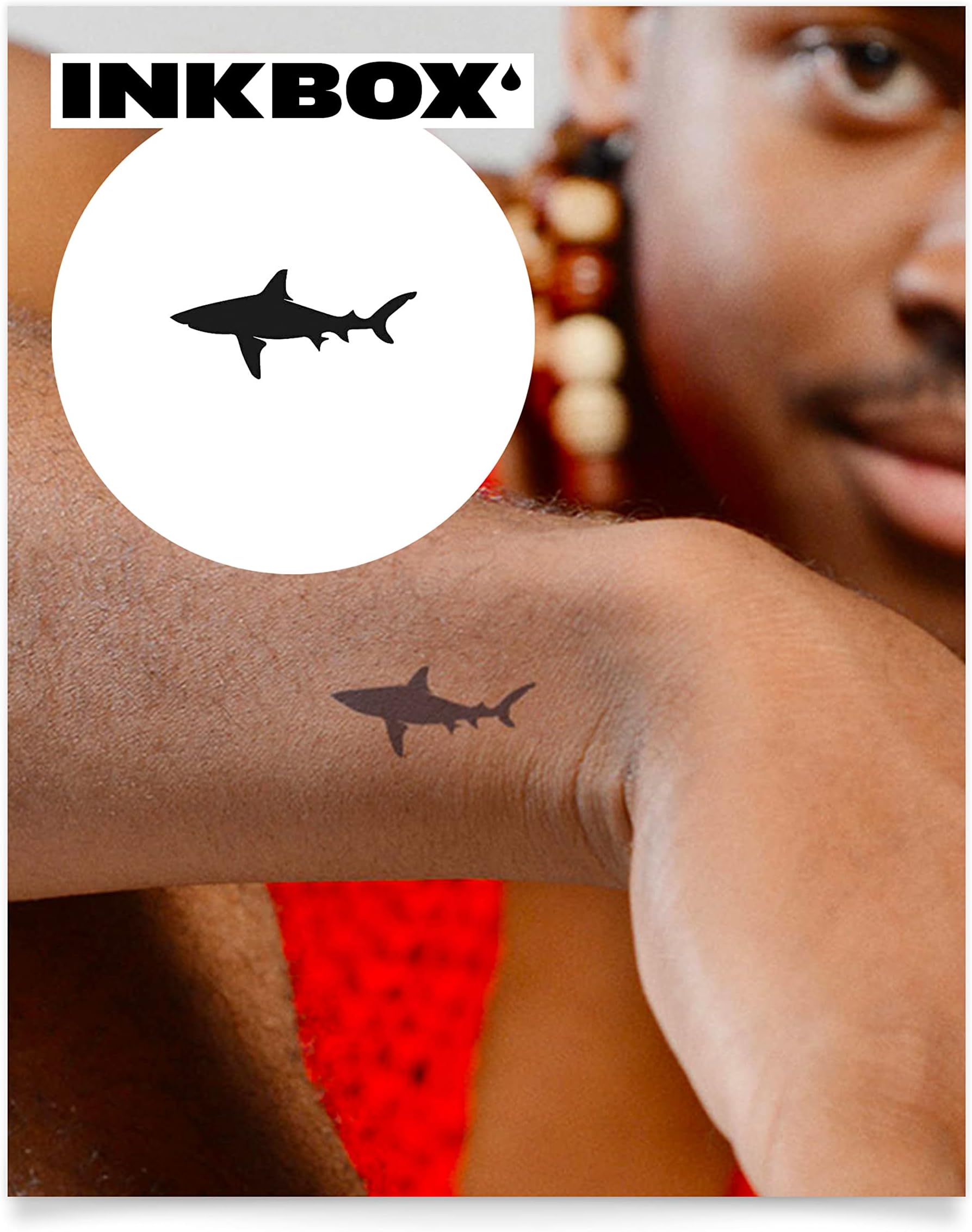 Inkbox Temporary Tattoos, Semi-Permanent Tattoo, One Premium Easy Long Lasting, Water-Resistant Temp Tattoo with For Now Ink - Lasts 1-2 Weeks, Shark, 2 x 2 in