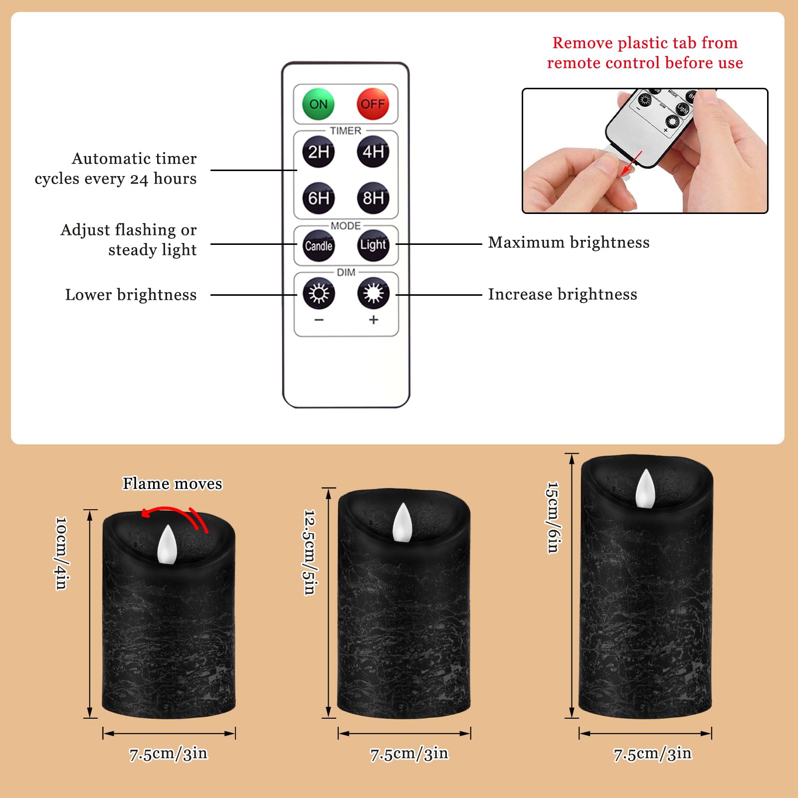 Candele LED Senza Fiamma AiiBowy - 3 Pezzi Con Telecomando E Timer - Foto 12