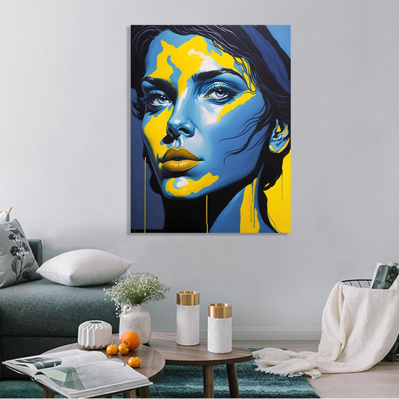 古塔つみ over print POP ART canvas blue ED11 Amazon.com: Canvas Prints Abstract Wall Art Print Blue Portrait