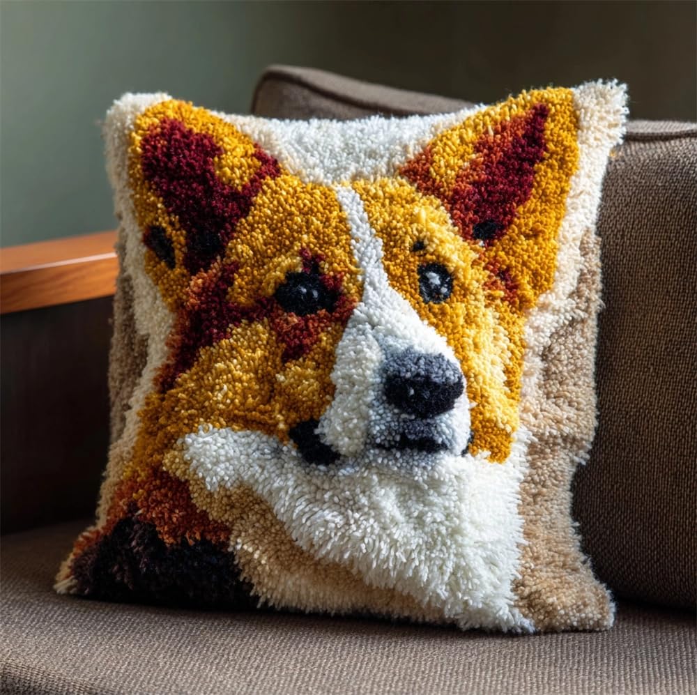 kitphoenix DIY Yarn Cushion Cover Craft Kit Corgi