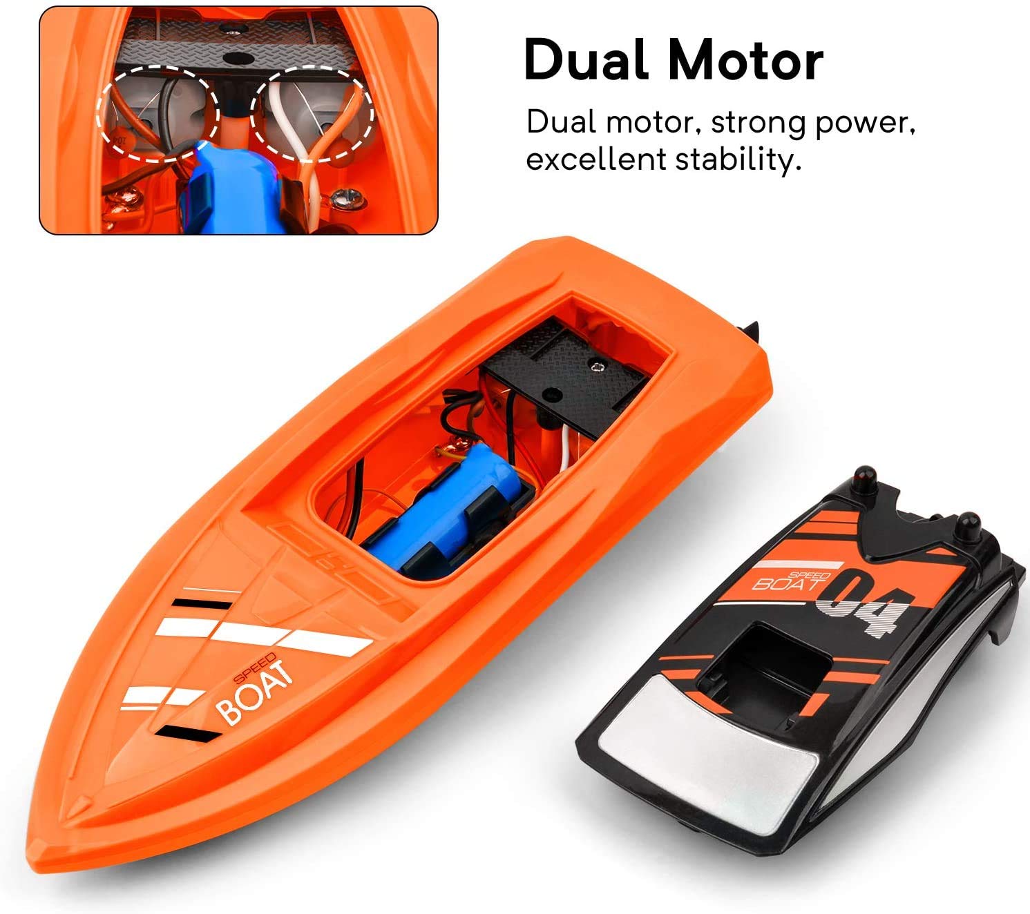 TOUCAN RC HOBBY Bateau RC 2,4 GHz à Haute Vitesse, Navire De Guerre Télécommandé S19, Jouet électrique à Eau, Batterie RTR, Double Moteur, Recharge USB, Pour Extérieur