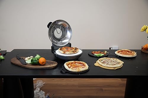 Miniatura 9 de Horno eléctrico para hacer pizza con piedra de cerámica de 12 pulgadas y palas de madera – 1200 W, 800 °F máximo Horno de pizza de encimera