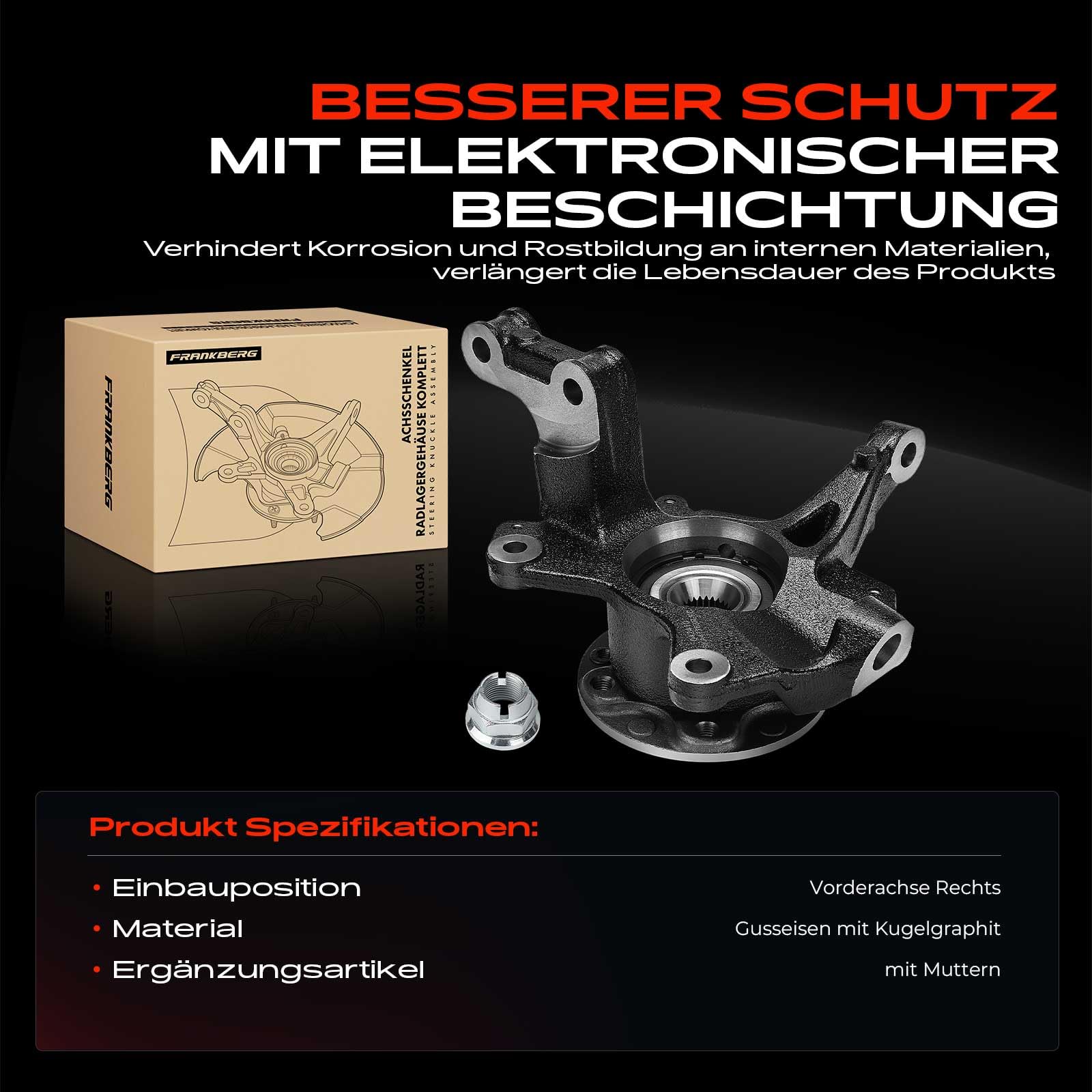 Frankberg Achsschenkel komplett Vorderachse Rechts Kompatibel mit M.e.g.a.n.e III Coupe DZ0/1 M.e.g.a.n.e III Schrägheck B3 BZ0/1 Scénic III JZ0/1 Replace# 400147163R